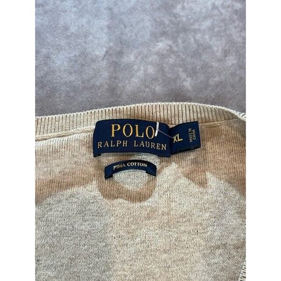 Polo Ralph Lauren Mens Sweater Vest Knit V-Neck Pima Cotton Golf Cream Size XL - Picture 3 of 7